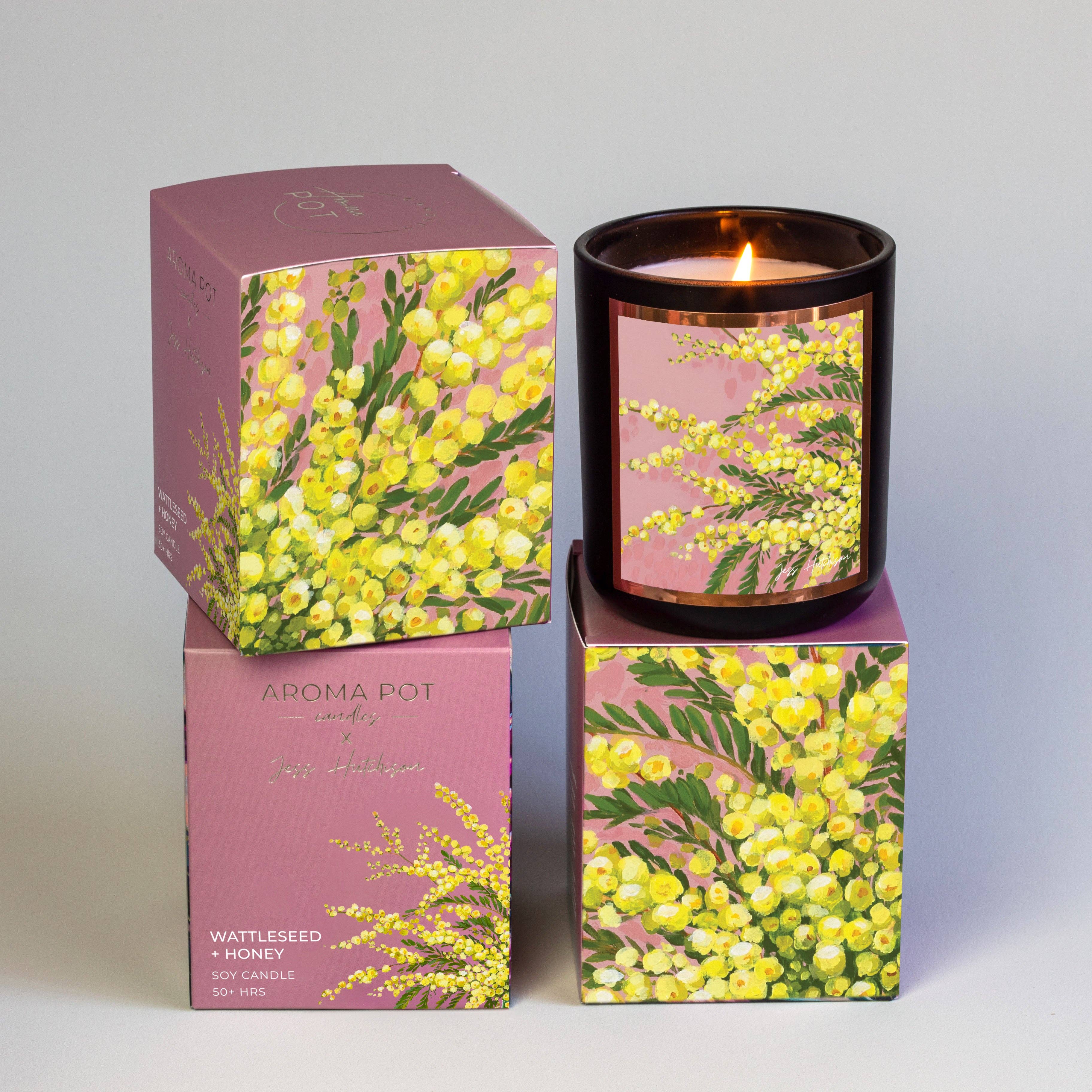 Australian artist soy candle | Wattleseed + Honey | 50+hrs
