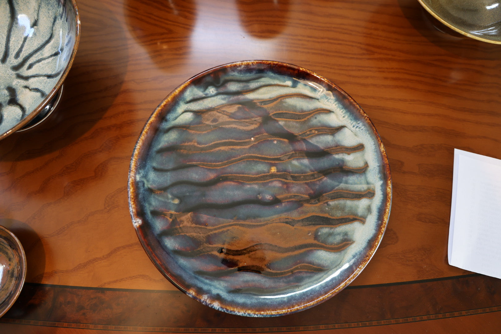 Large Platter "waves" brown/blue