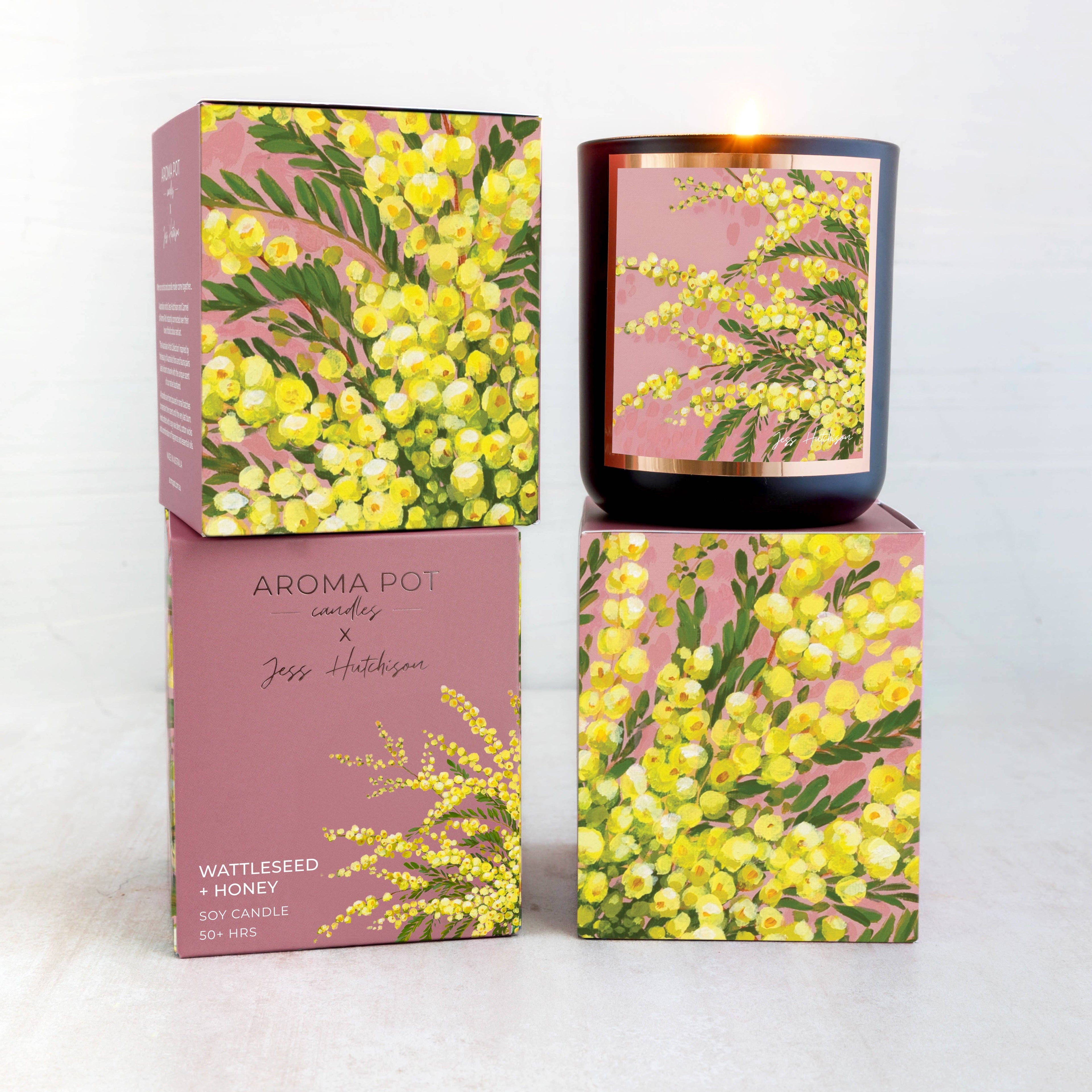 Australian artist soy candle | Wattleseed + Honey | 50+hrs