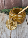 Ceramic Honey Pot: With golden Bee