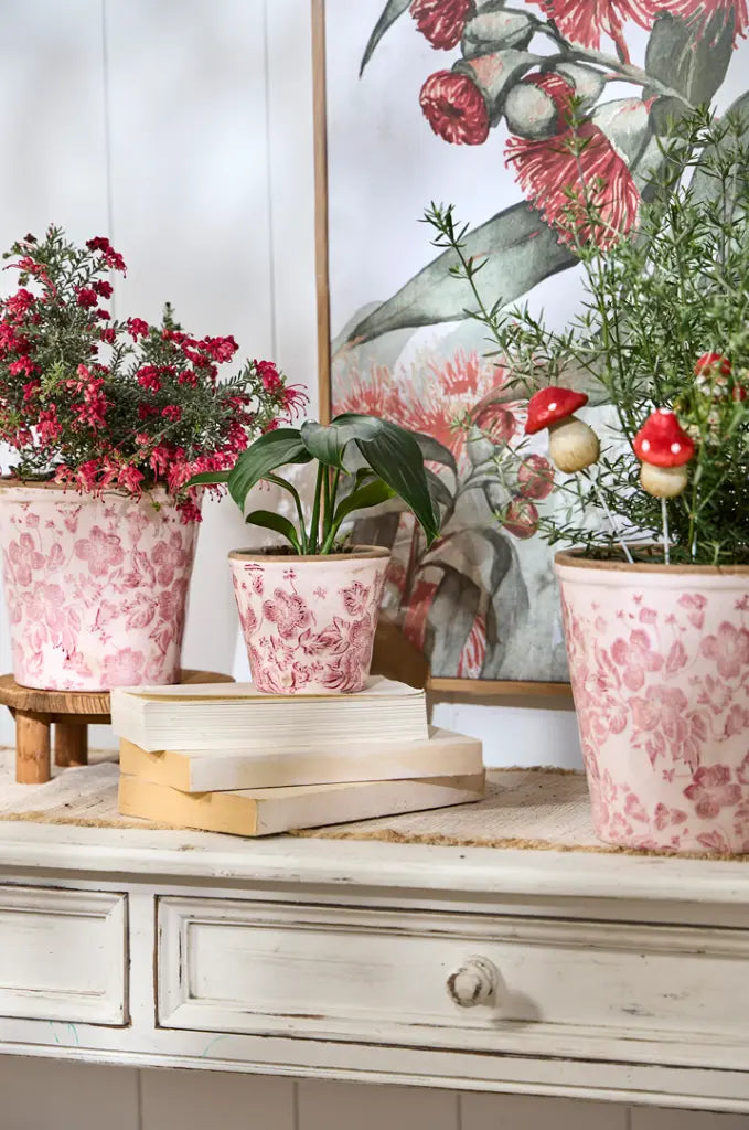 Small ceramic planter red Toile