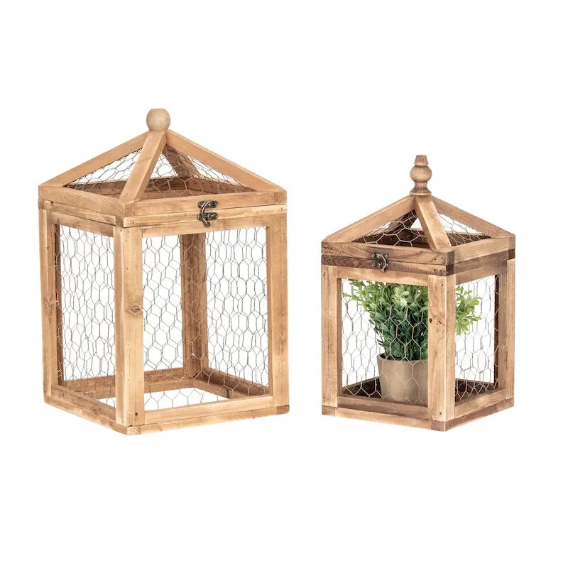 Wooden cloche set of 2
