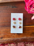 Penny Red & Floral Earrings - 3pk Stud Pack