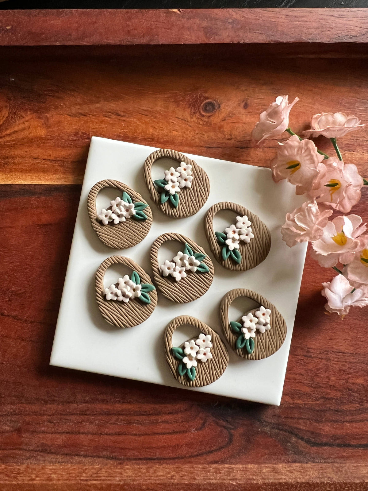 Spring Floral Basket Earrings