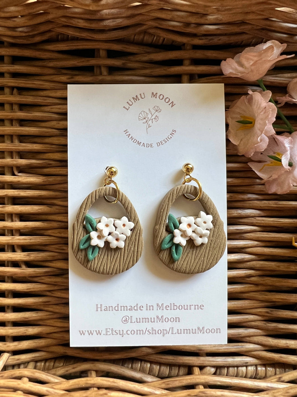 Spring Floral Basket Earrings