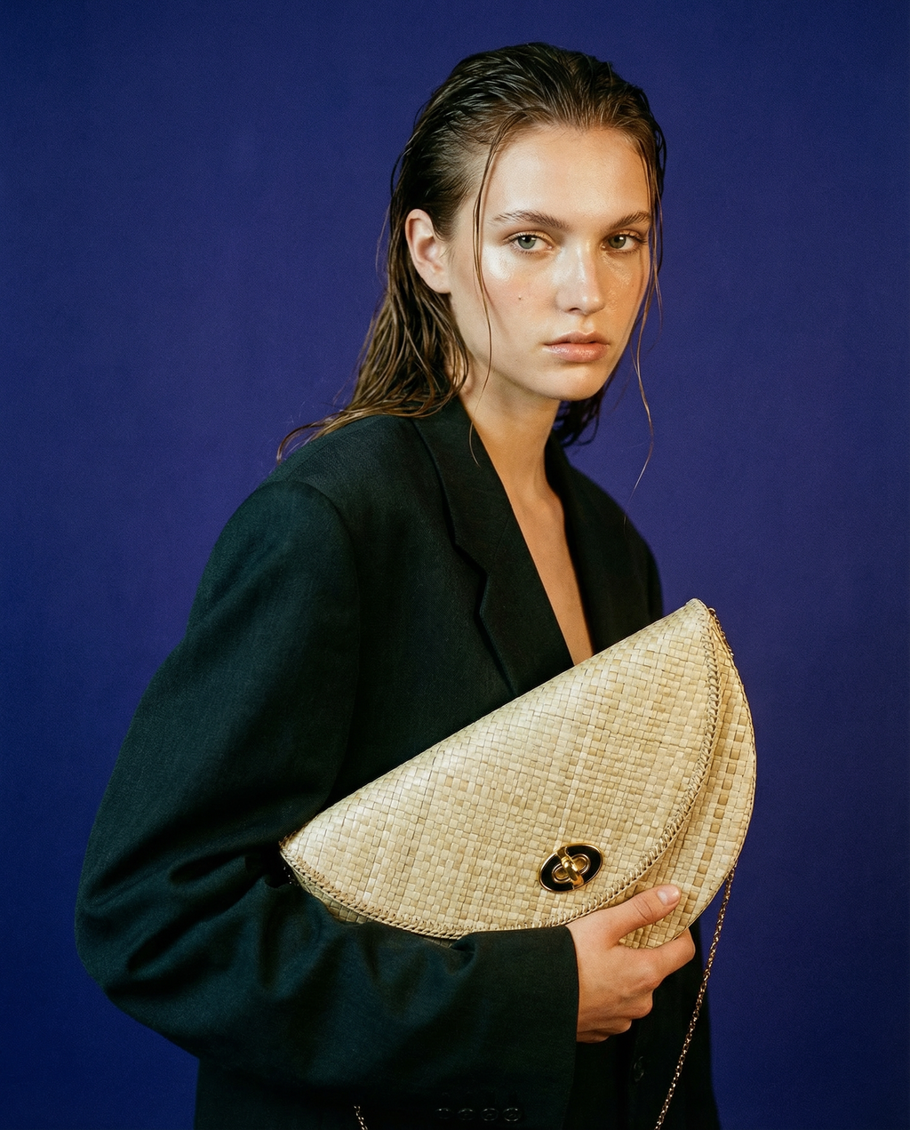 Half Circle Handwoven Pandan Sling Bag: Brown