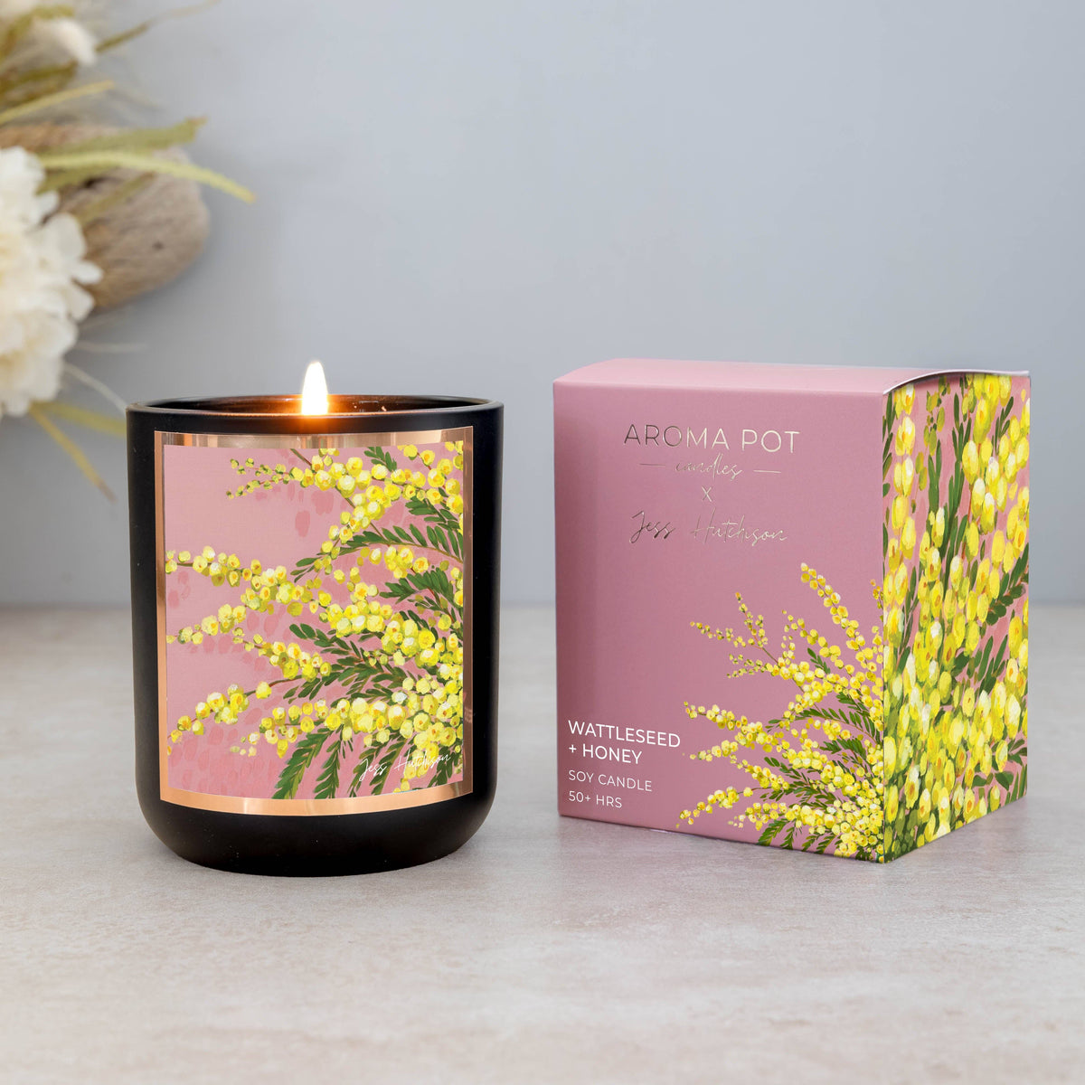 Australian artist soy candle | Wattleseed + Honey | 50+hrs