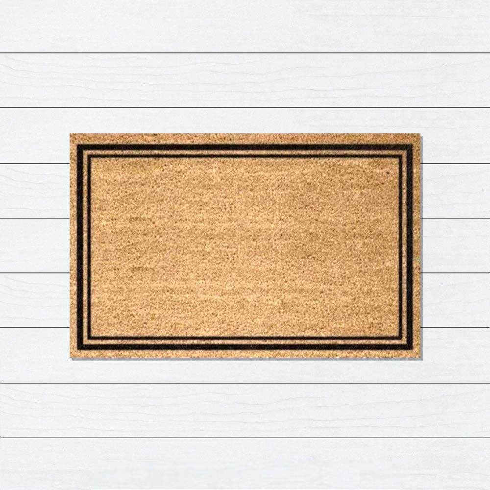 Double Black Border Coir Doormat, 60x90cm