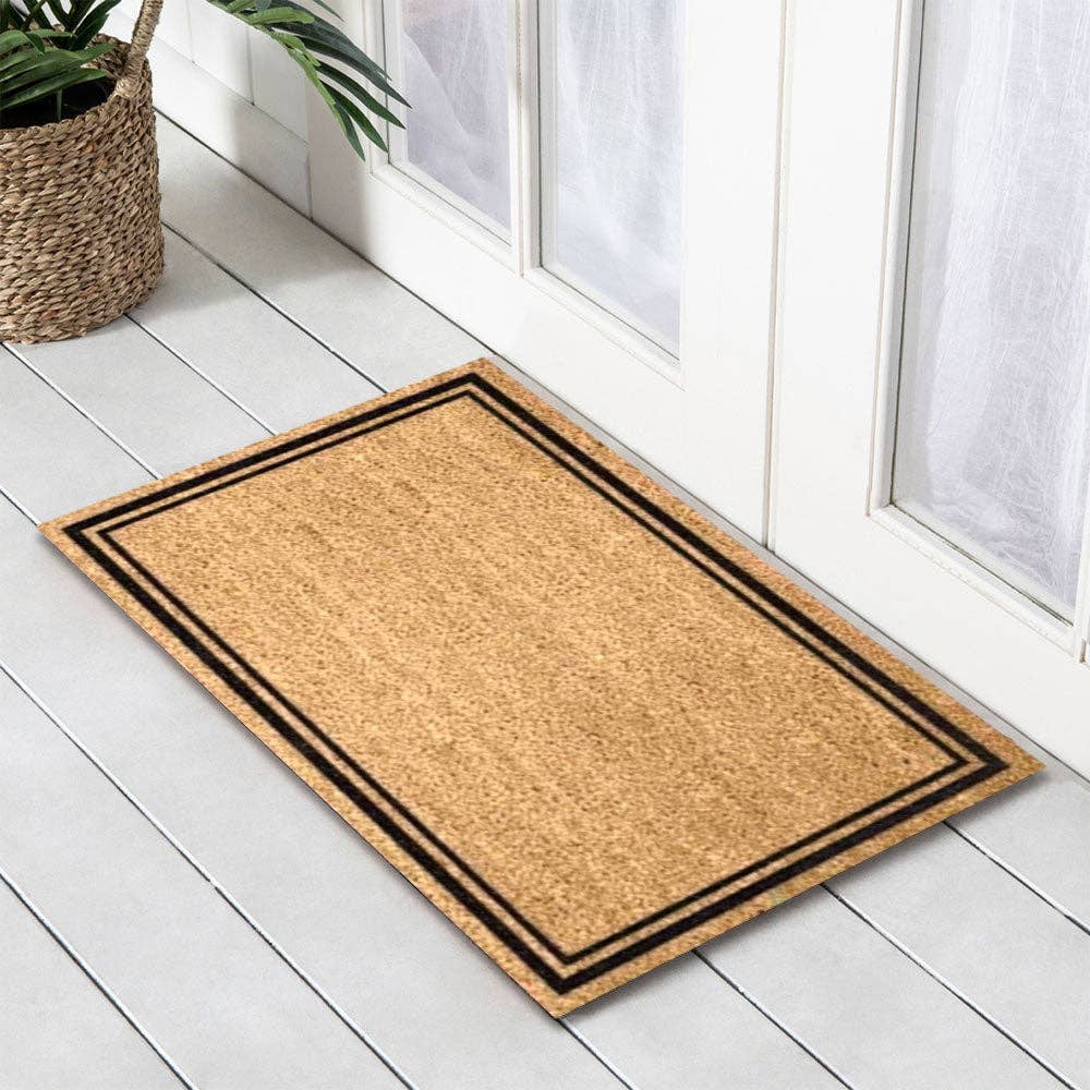Double Black Border Coir Doormat, 60x90cm