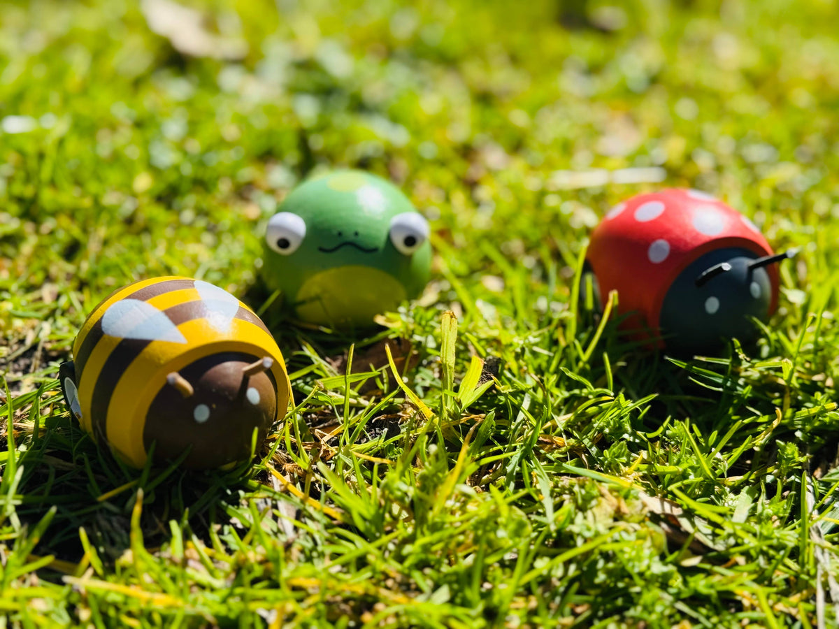 Toyslink Wooden Pull Back Animal-Bee, Frog and Ladybug
