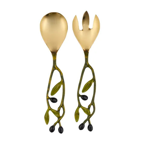 Omara Steel and Brass Salad Servers